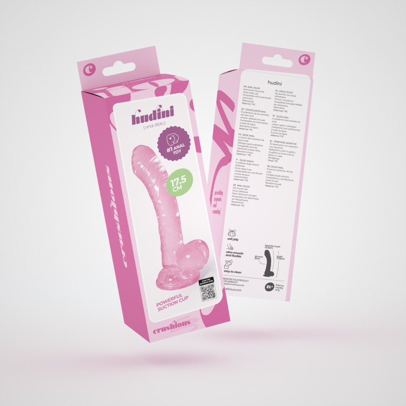 Dildo Anal de Gelatina Hudini Rosa Crushious