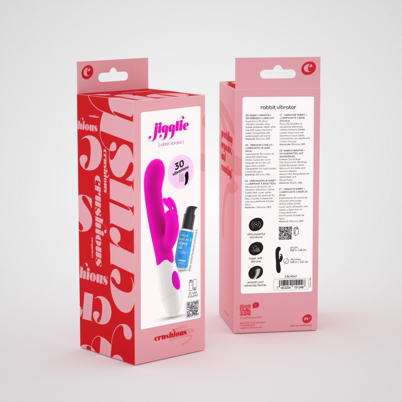 Vibrador Conejito Jigglie con Lubricante Base Agua Incluido Crushious