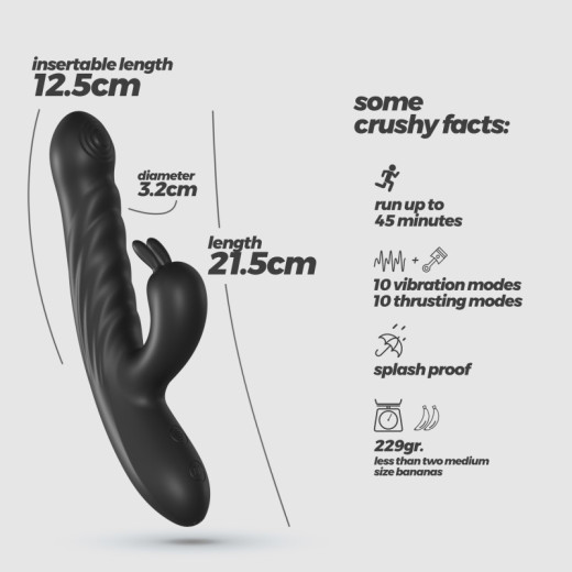 Vibrador Conejito con Movimiento Lapin Negro Crushious