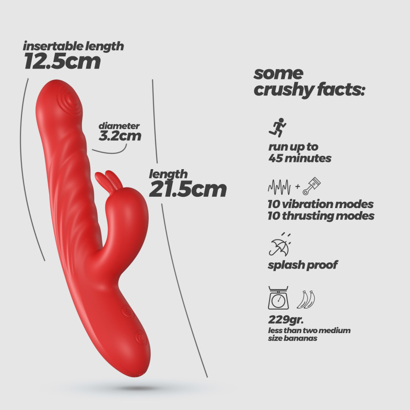 Vibrador Conejito con Movimiento Lapin Rojo Crushious
