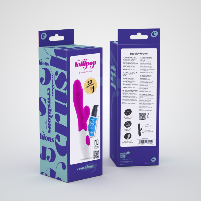 Vibrador Conejito Lollipop con Lubricante Base Agua Incluido Crushious