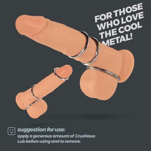 Set de 3 Anillos Metálicos para el Pene Metaleros Crushious