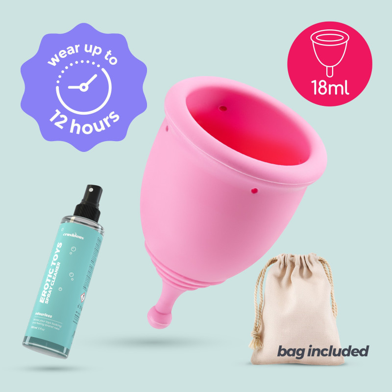Copa Menstrual Minerva XS con Bolsa y Limpiador de Juguetes 150 ml Crushious
