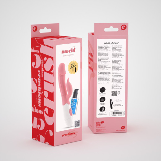 Vibrador Conejito Mochi Rosa con Lubricante Base Agua Incluido Crushious