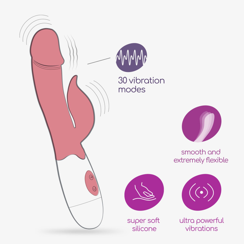 Vibrador Conejito Mochi Rosa con Lubricante Base Agua Incluido Crushious
