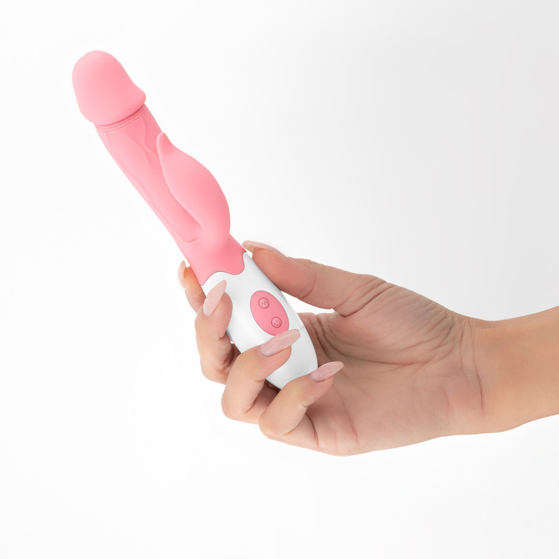 Vibrador Conejito Mochi Rosa con Lubricante Base Agua Incluido Crushious