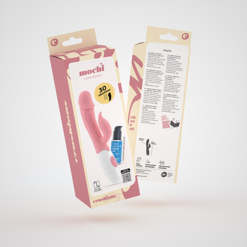 Vibrador Conejito Mochi Rosa con Lubricante Base Agua Incluido Crushious