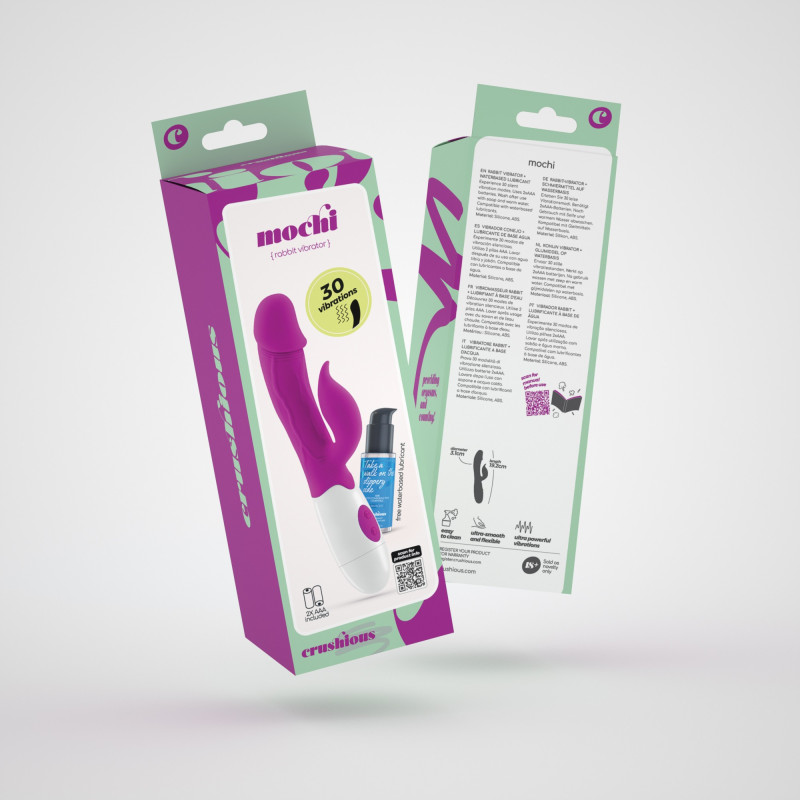 Vibrador Conejito Mochi Morado con Lubricante Base Agua Incluido Crushious