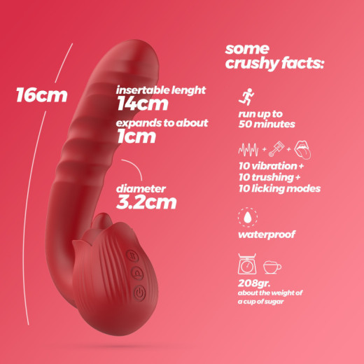 Vibrador Osiria Rose con Movimiento de Empuje Crushious