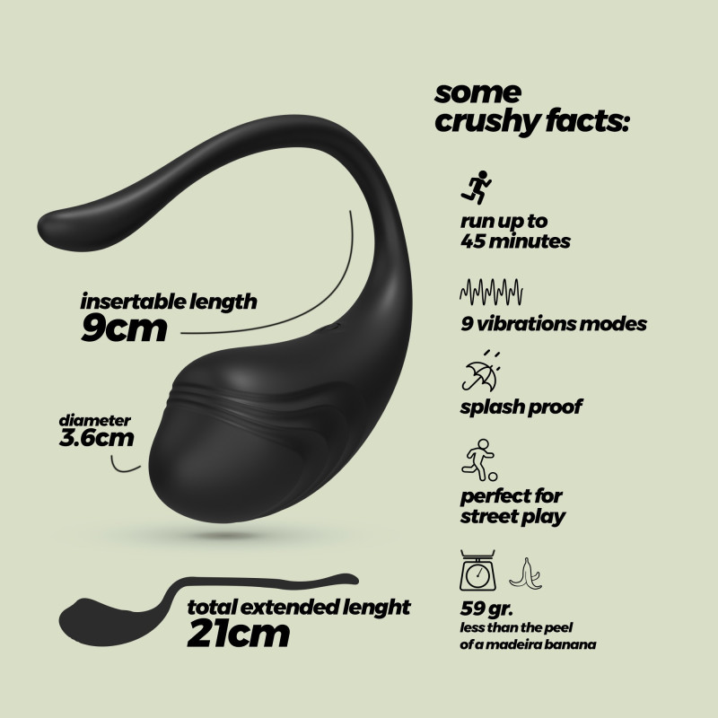 Huevo Vibrador Recargable Tamago con Control Remoto Negro Crushious