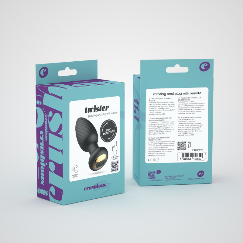Plug Anal Giratorio Twister con Control Remoto Crushious