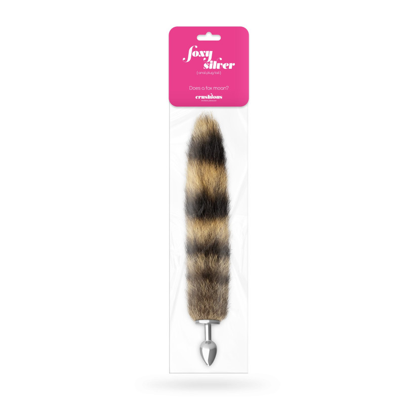 Plug Anal Metálico Plateado con Cola Foxy Crushious