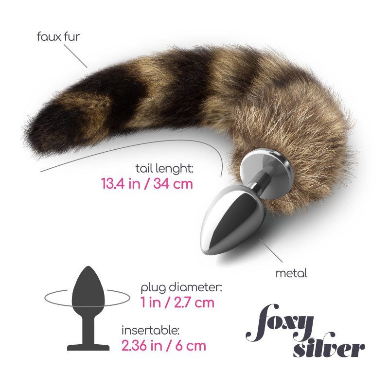Plug Anal Metálico Plateado con Cola Foxy Crushious