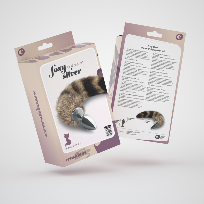 Plug Anal Metálico Plateado con Cola Foxy Crushious