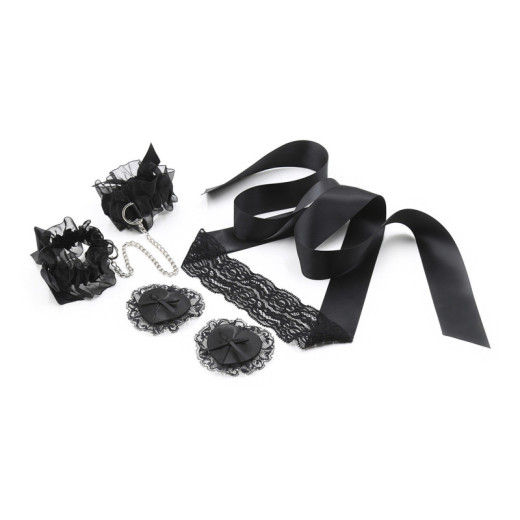 Conjunto de Encaje Negro Lace Me Up Crushious
