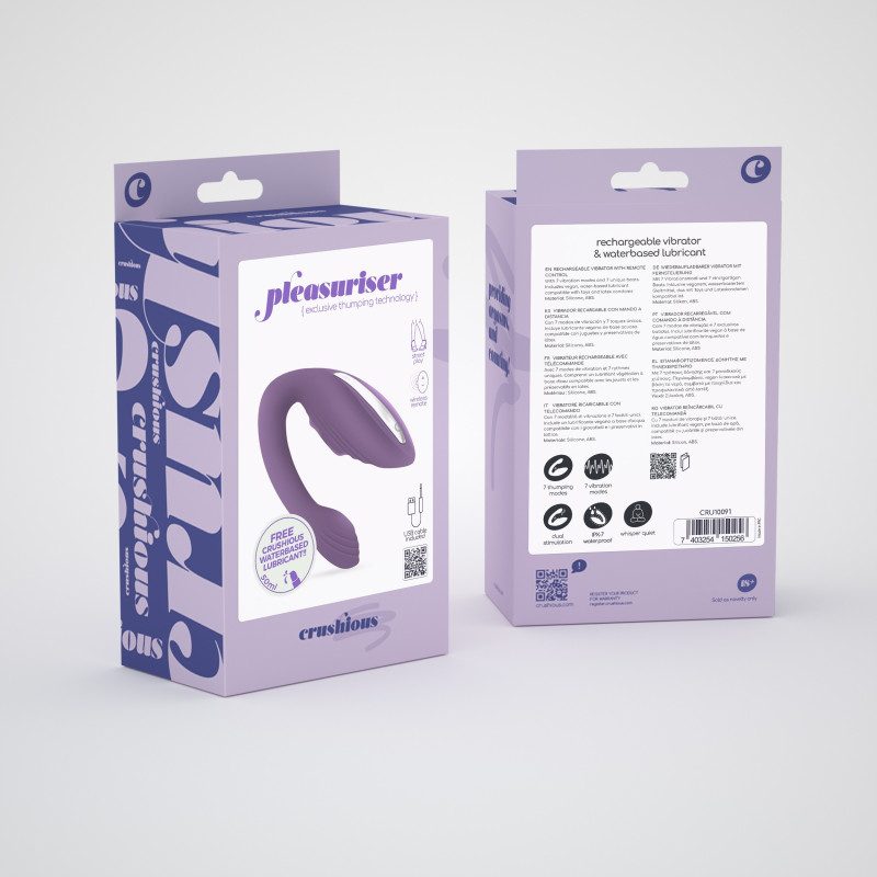 Vibrador Recargable Pleasuriser con Control Remoto y Lubricante Base Agua Gratis Crushious