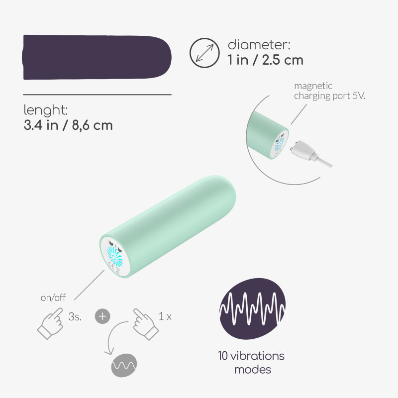 Bala Vibradora Recargable USB Quackers Verde Menta Crushious