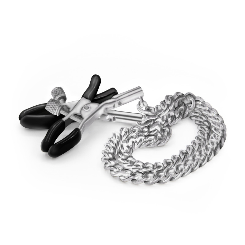 Pinzas Plateadas con Cadena para Pezones Crushious