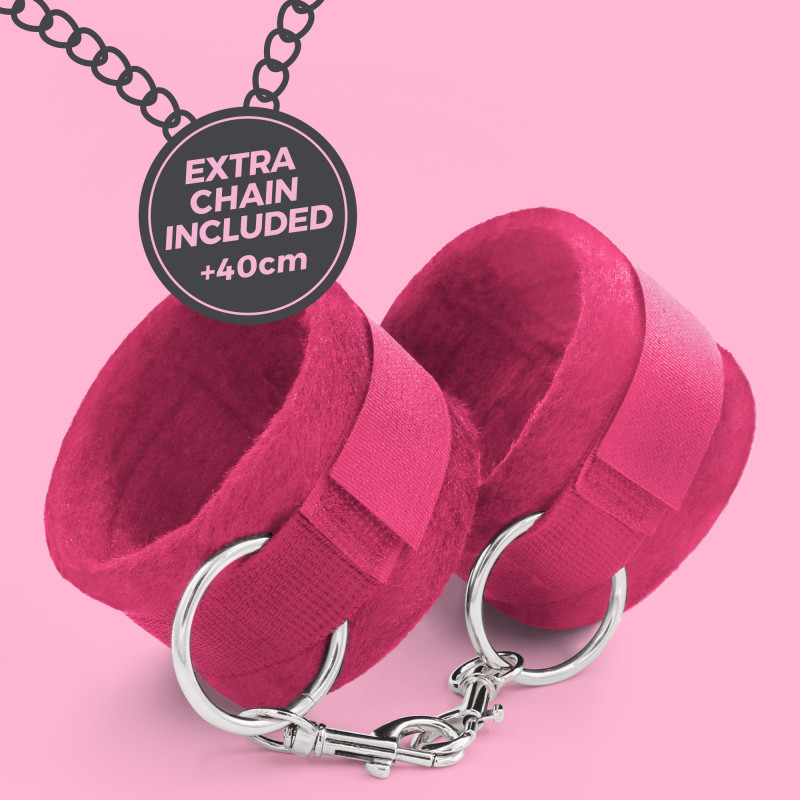 Esposas de Velcro Tough Love con Cadena Extra de 40 cm Rosas Crushious