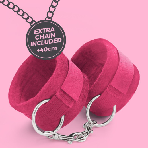 Esposas de Velcro Tough Love con Cadena Extra de 40 cm Rosas Crushious