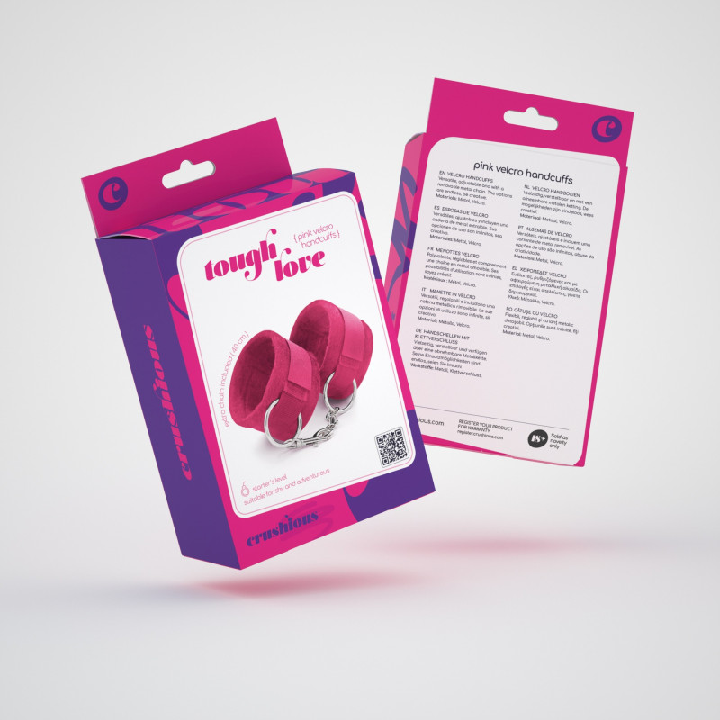 Esposas de Velcro Tough Love con Cadena Extra de 40 cm Rosas Crushious