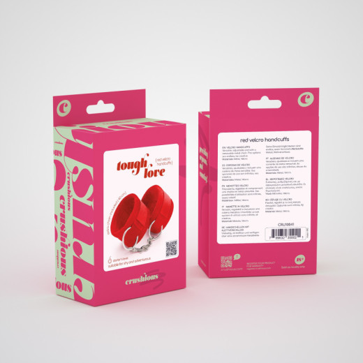 Esposas de Velcro Tough Love con Cadena Extra de 40 cm Rojas Crushious