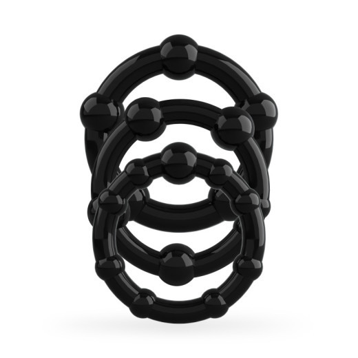 Set de Anillos para el Pene Triple Bead Negro Crushious