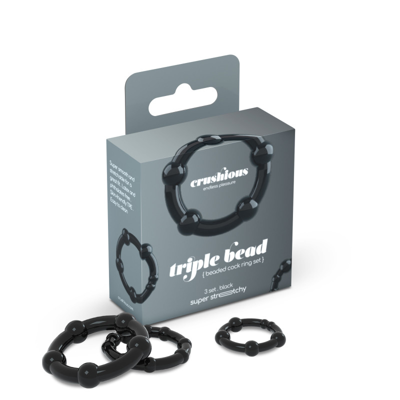 Set de Anillos para el Pene Triple Bead Negro Crushious