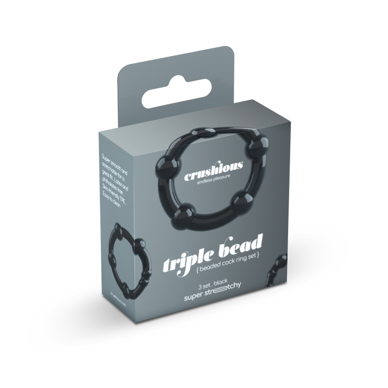 Set de Anillos para el Pene Triple Bead Negro Crushious