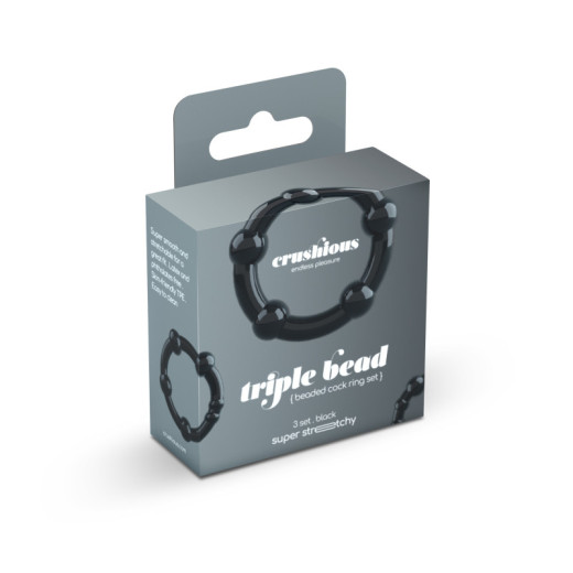 Set de Anillos para el Pene Triple Bead Negro Crushious