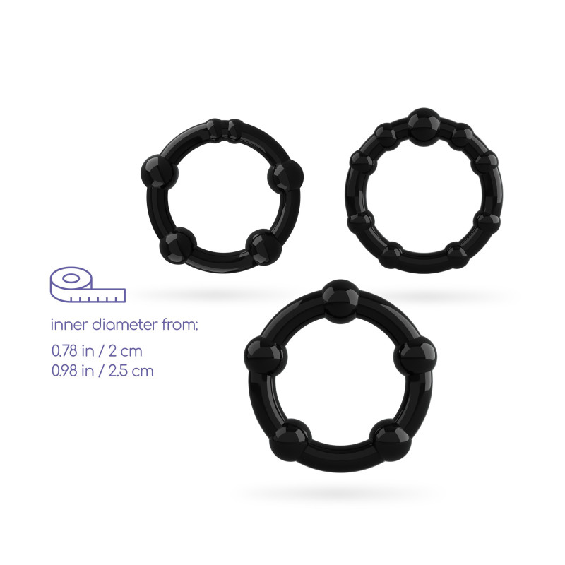 Set de Anillos para el Pene Triple Bead Negro Crushious