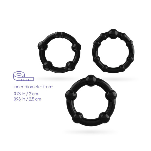 Set de Anillos para el Pene Triple Bead Negro Crushious