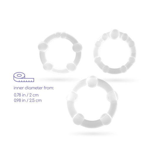 Set de Anillos para el Pene Triple Bead Transparente Crushious
