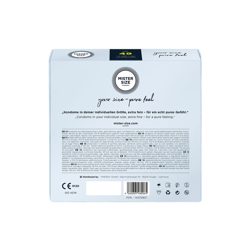 MISTER SIZE - PRESERVATIVOS TALLA S 49 MM (36 UNIDADES)