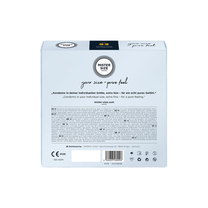 MISTER SIZE - PRESERVATIVOS TALLA M 53 MM (36 UNIDADES)