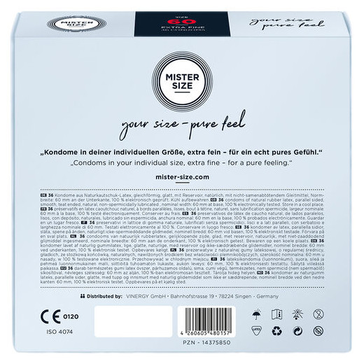 MISTER SIZE - PRESERVATIVOS TALLA XL 60 MM (36 UNIDADES)