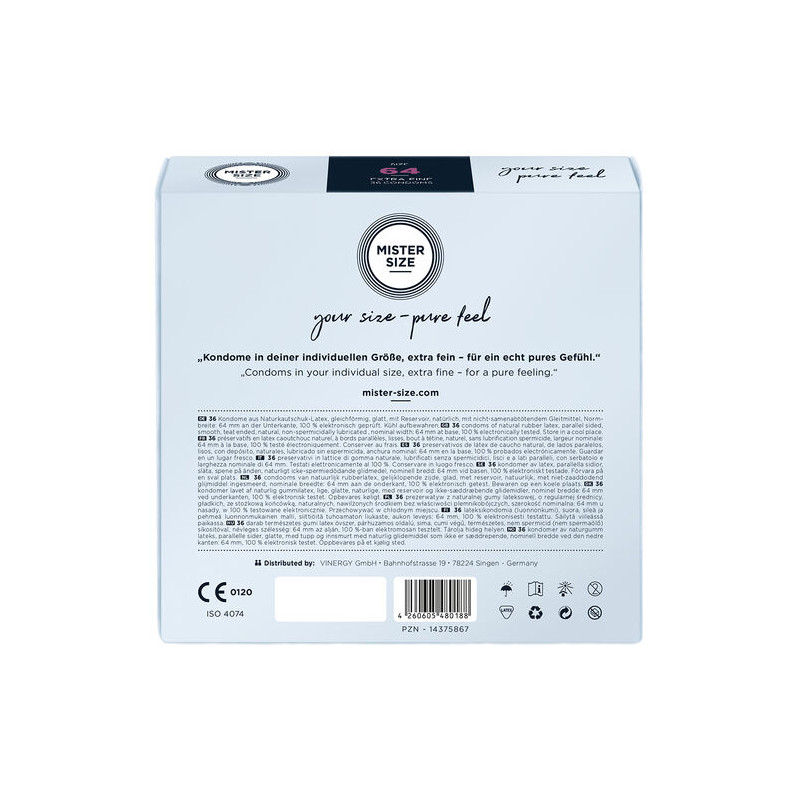 MISTER SIZE - PRESERVATIVOS TALLA XXL 64 MM (36 UNIDADES