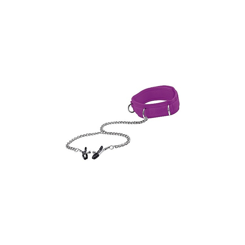 OUCH COLLAR CON PINZAS PARA PEZONES MORADO