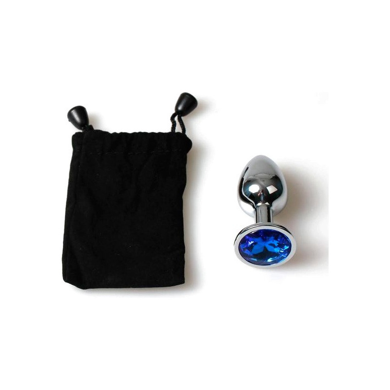PLUG ANAL METAL PEQUENO AZUL CON BOLSA