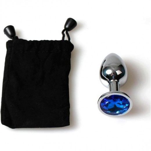 PLUG ANAL METAL PEQUENO AZUL CON BOLSA