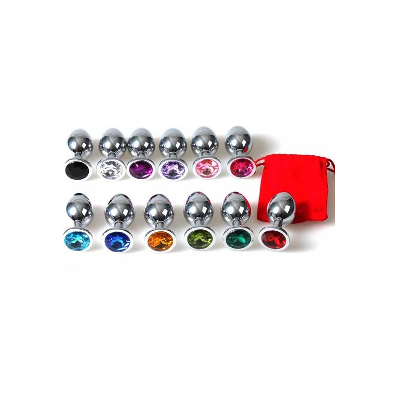 PLUG ANAL METAL PEQUENO AZUL CON BOLSA