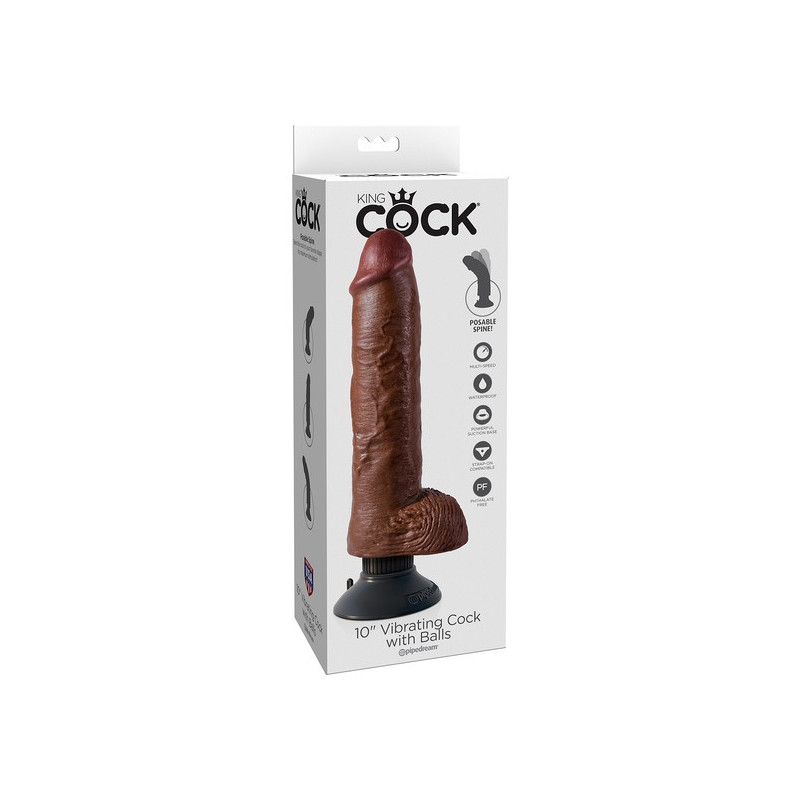 KING COCK PENE REALiSTICO VIBRADOR 255 CM MARRoN