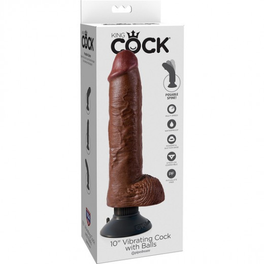 KING COCK PENE REALiSTICO VIBRADOR 255 CM MARRoN
